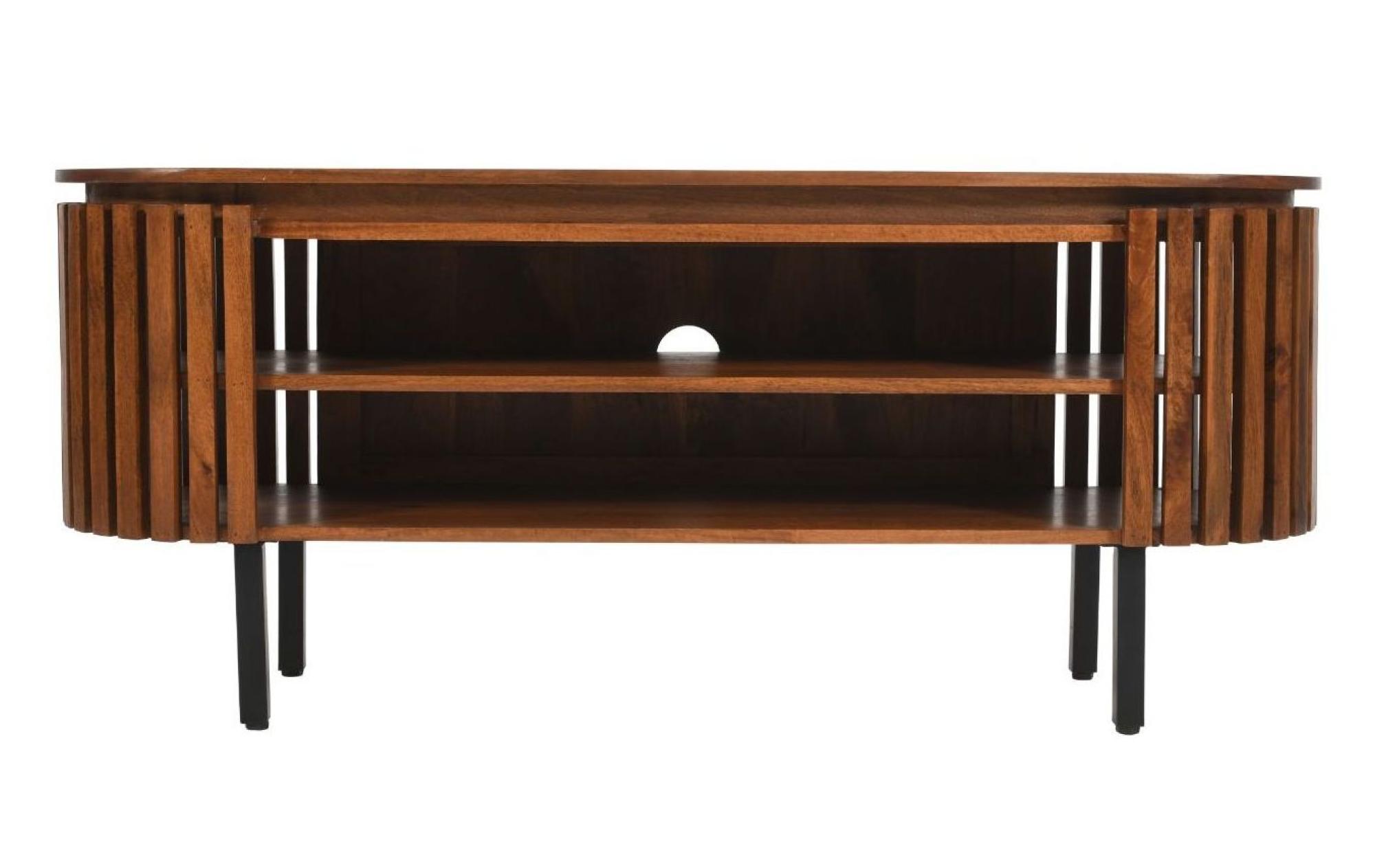 Amber TV Unit - 140cm - Oval - Slatted - Mango Wood