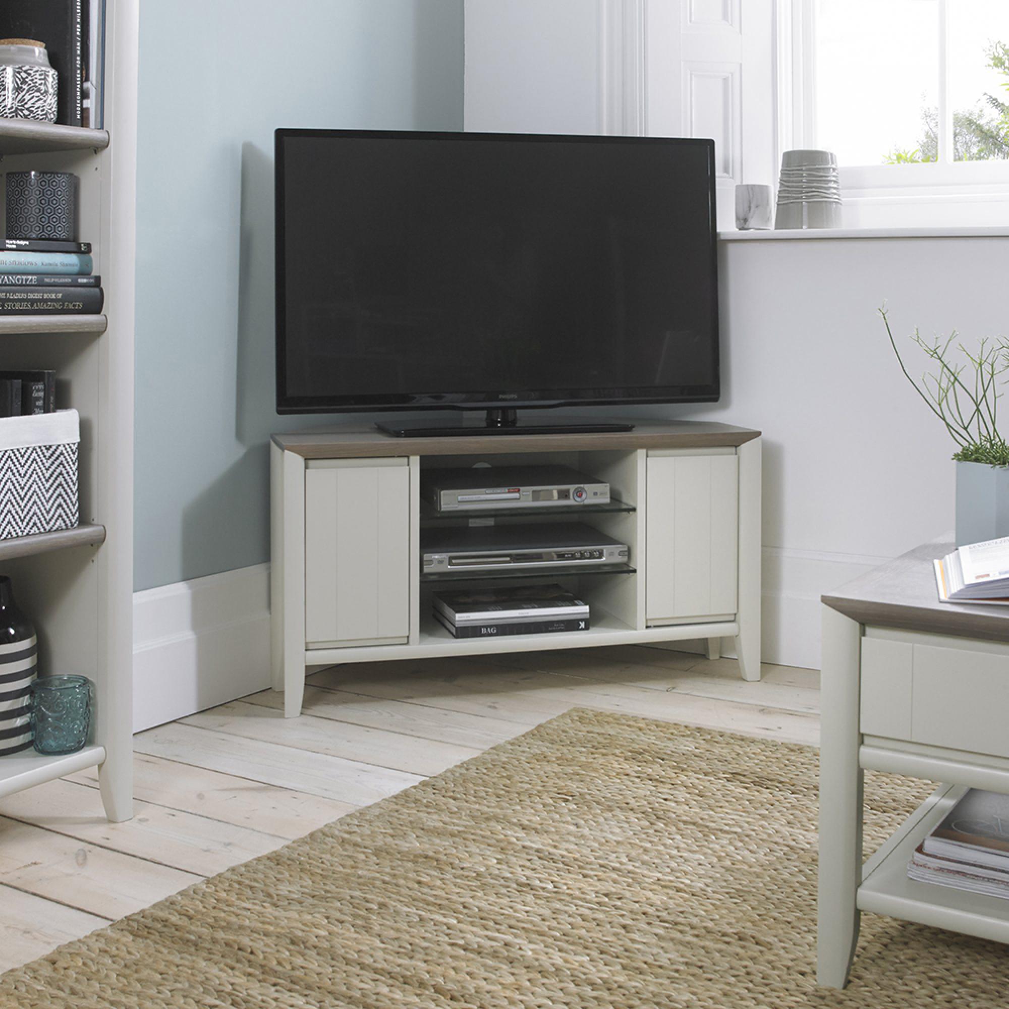 Bergen Grey Washed Oak & Soft Grey Corner Entertainment Unit - 32in