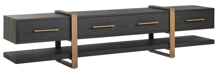 Cambon Dark Oak and Brass Extra Large TV Unit