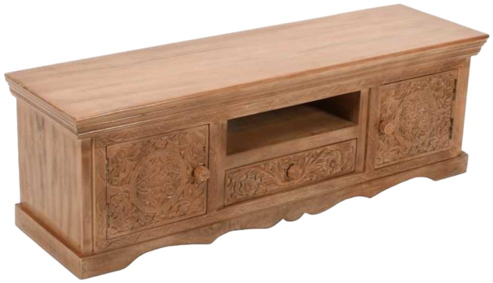 Carved TV Unit - 140cm - Mango Wood