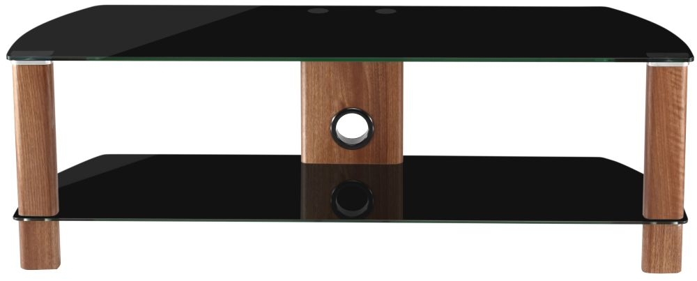 Century TV Stand - Walnut & Black Glass - 120cm - ADCE1200-BLK