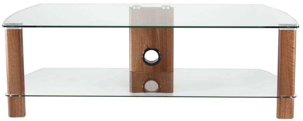 Century TV Stand - Walnut & Black Glass - 120cm - ADCE1200-WAL