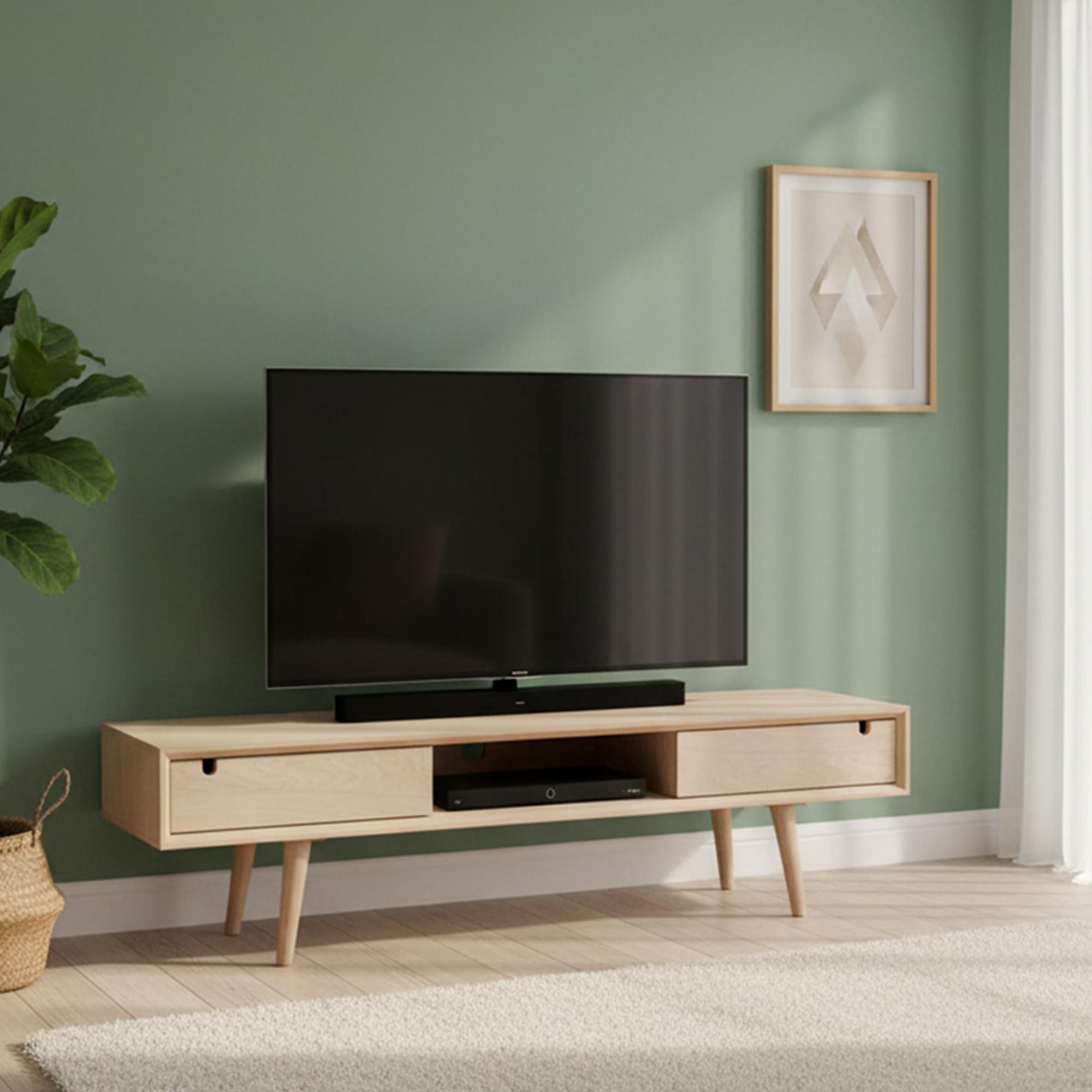 Century TV Unit - 2 Drawer - Oak