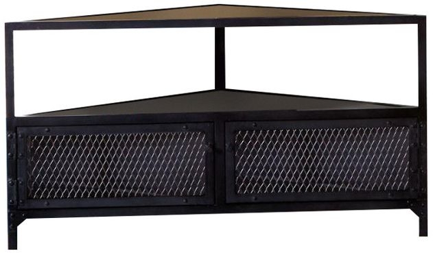 Chamba TV Unit - Corner - 110cm - Industrial - Wood and Iron