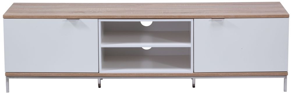 Chaplin TV Stand - White & Light Oak - 160cm - ADCH1600-WHT
