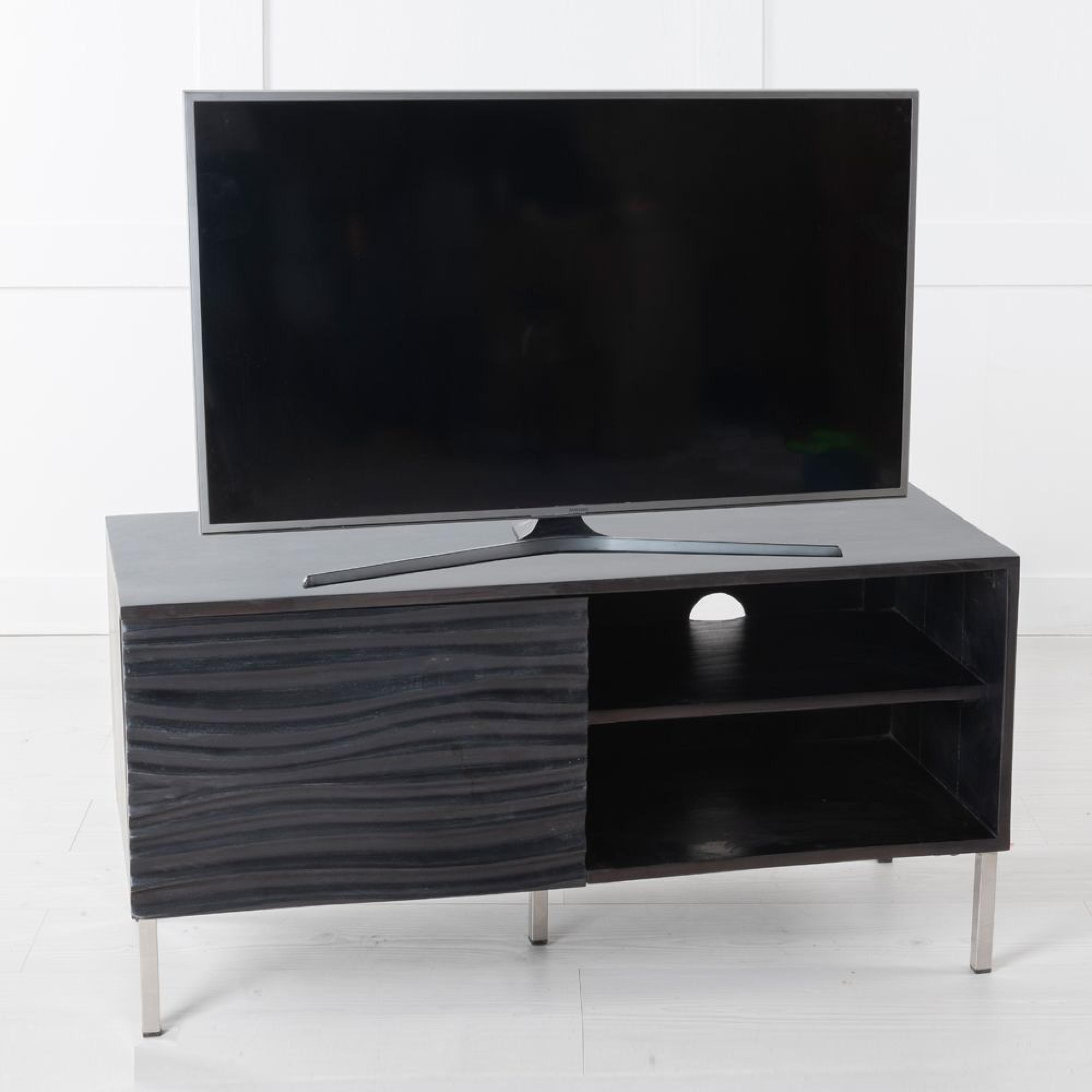 Clearance - Wave TV Unit - 100cm - 1 Door - Black Ripple Mango Wood