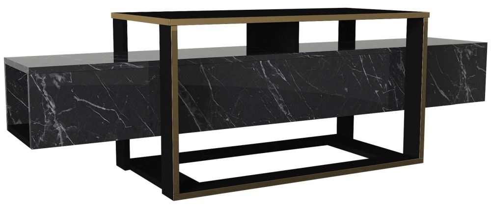 Clearance - Weldona TV Unit - Black Marble Effect