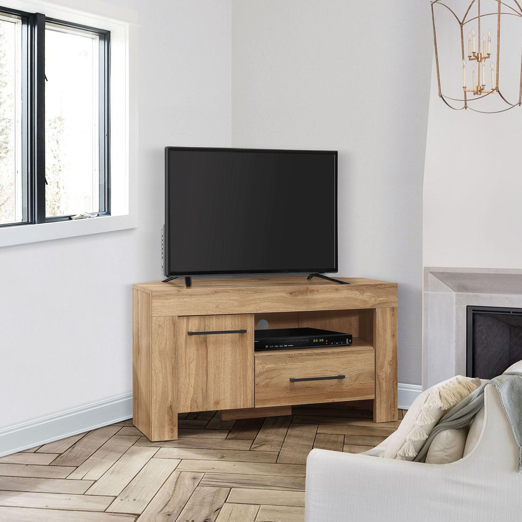 Compton Corner TV Unit - 1 Door - Oak