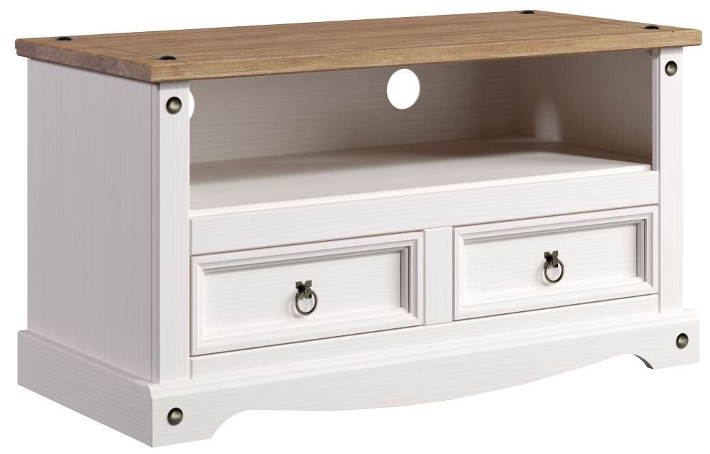 Corona TV Unit - 95cm - White Mexican Pine