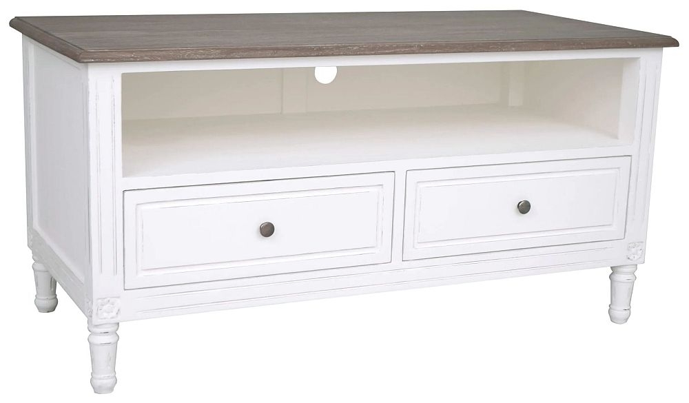 Delphine TV Unit - 2 Drawer - 110cm - Off-White Painted - French Style