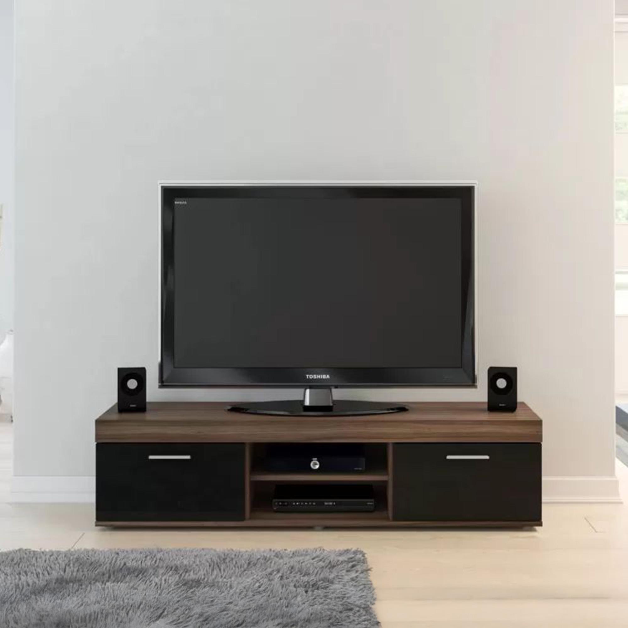 Edgeware 2 Door TV Unit - Walnut and Black
