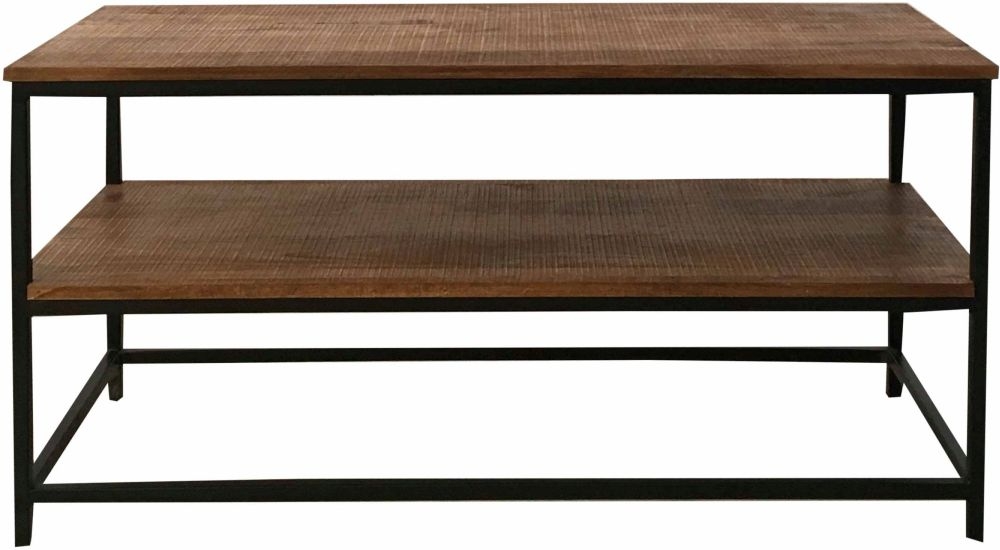 Industrial TV Unit - 100cm - Mango Wood