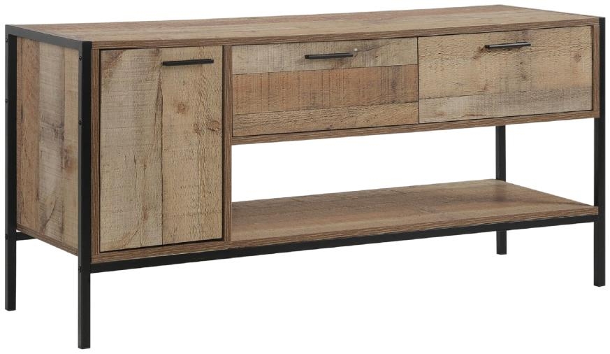 Industrial TV Unit - Rustic Oak Effect