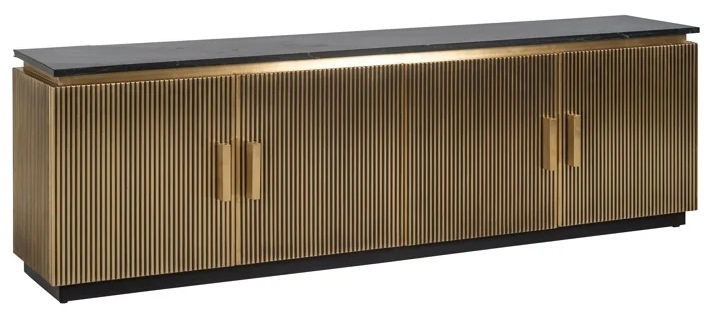 Ironville Brass Ribbed Extra Large TV Unit