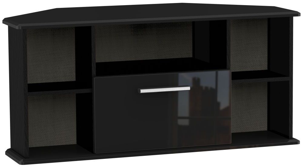 Knightsbridge Corner TV Unit - 115cm - Black Gloss
