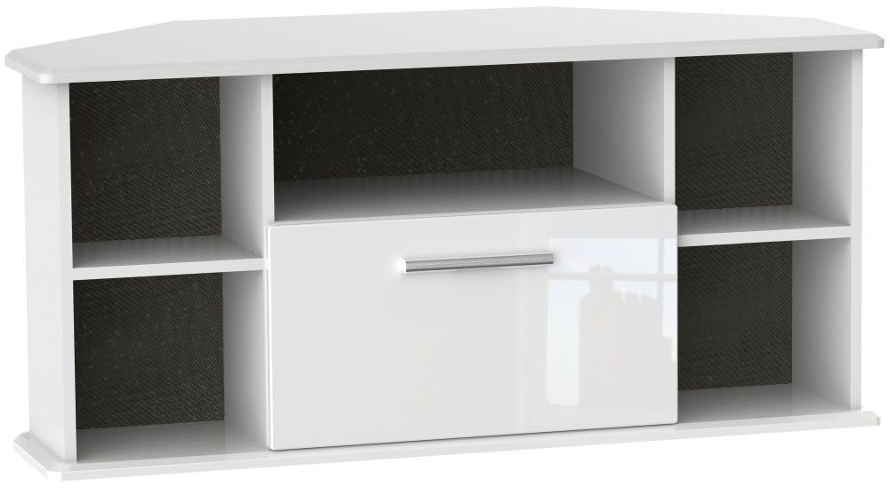 Knightsbridge TV Unit - 115cm - Corner - White Gloss