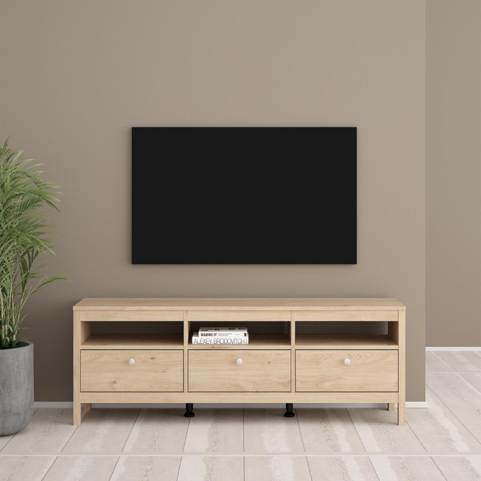 Madrid TV Unit - 3 Drawer - 154.4cm - Jackson Hickory Oak