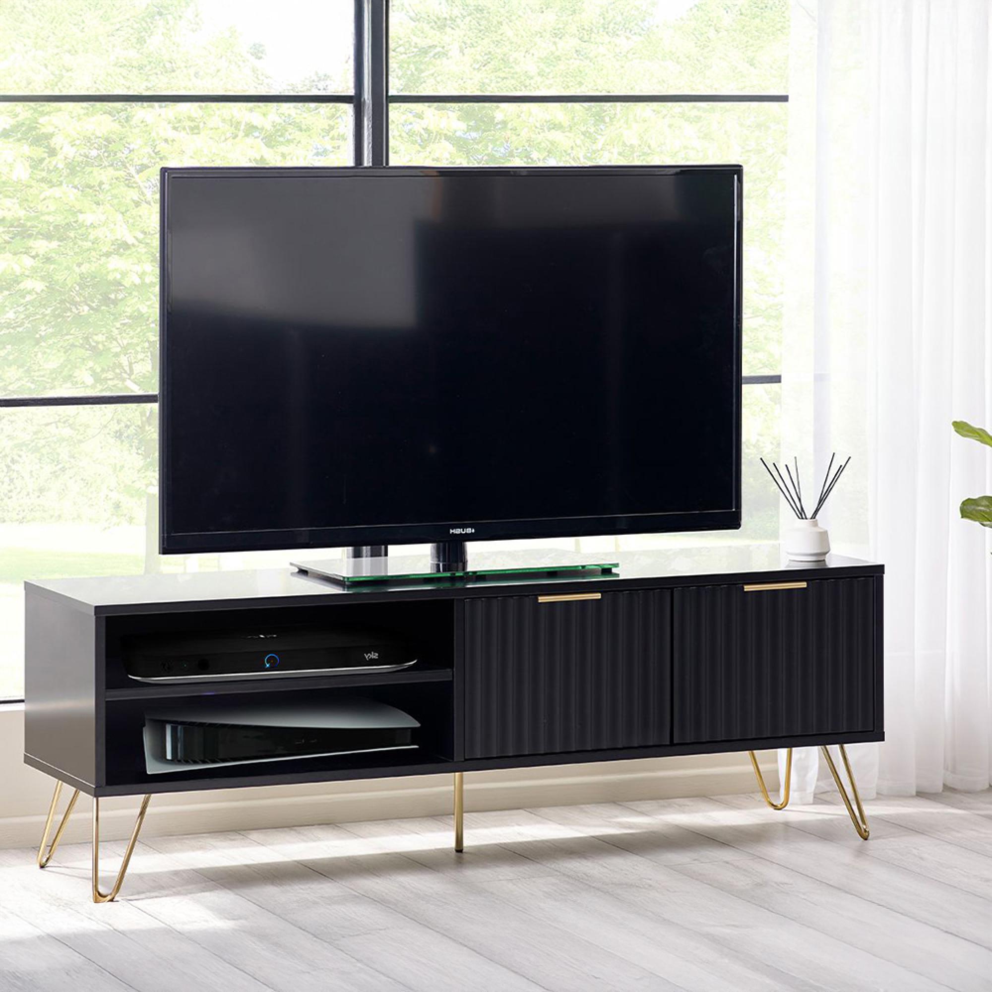 Murano TV Unit - 150cm - Ribbed - Black