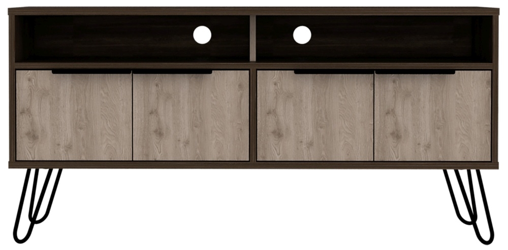 Nevada TV Unit - Grey Oak - Hairpin Legs