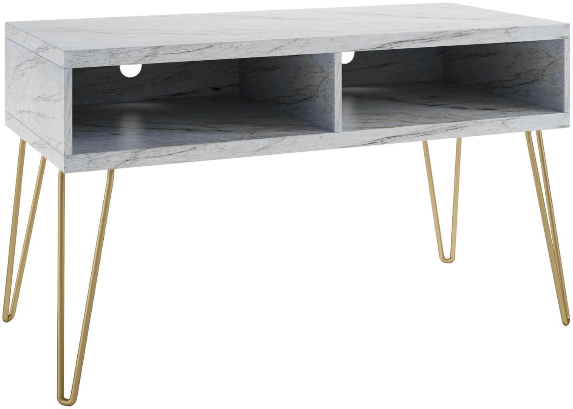 Novogratz Athena TV Stand - White Marble Effect - 1748891COMNUK