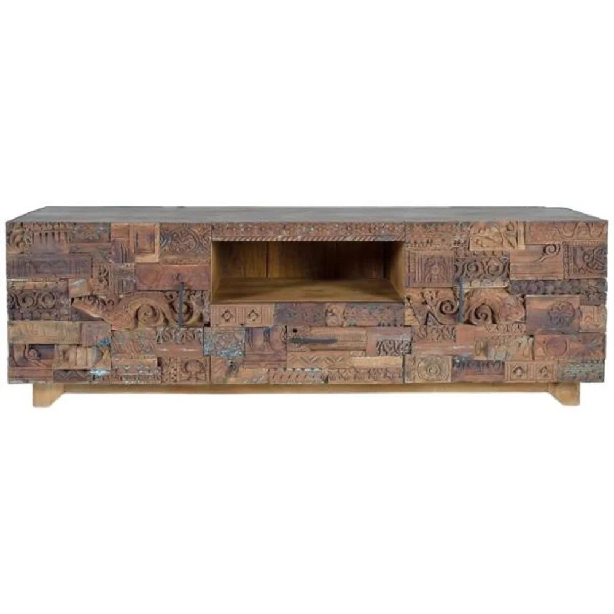 Omao Carved Mango Wood - Storage Large TV Unit