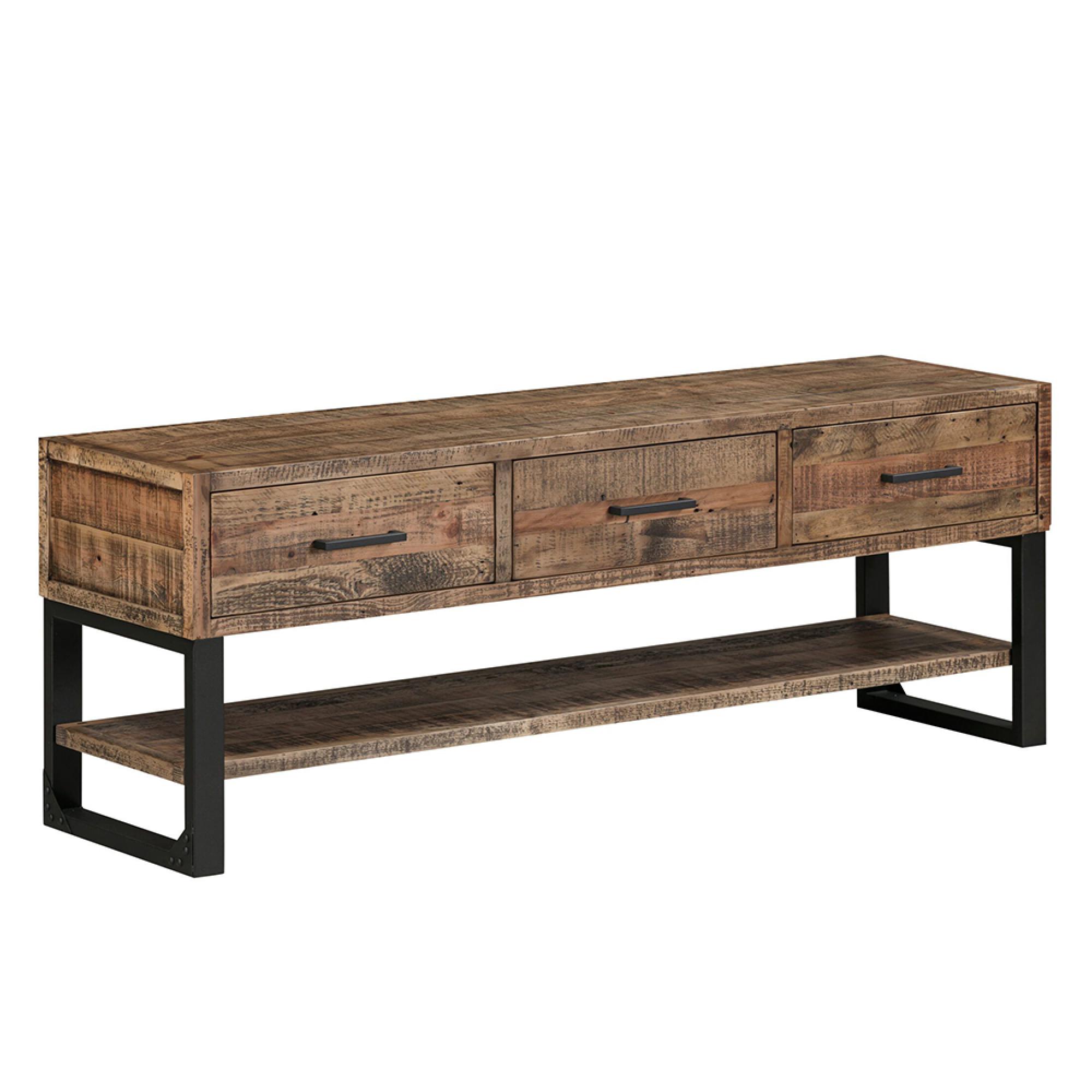 Preston Industrial Style Rustic 3 Drawer TV Unit