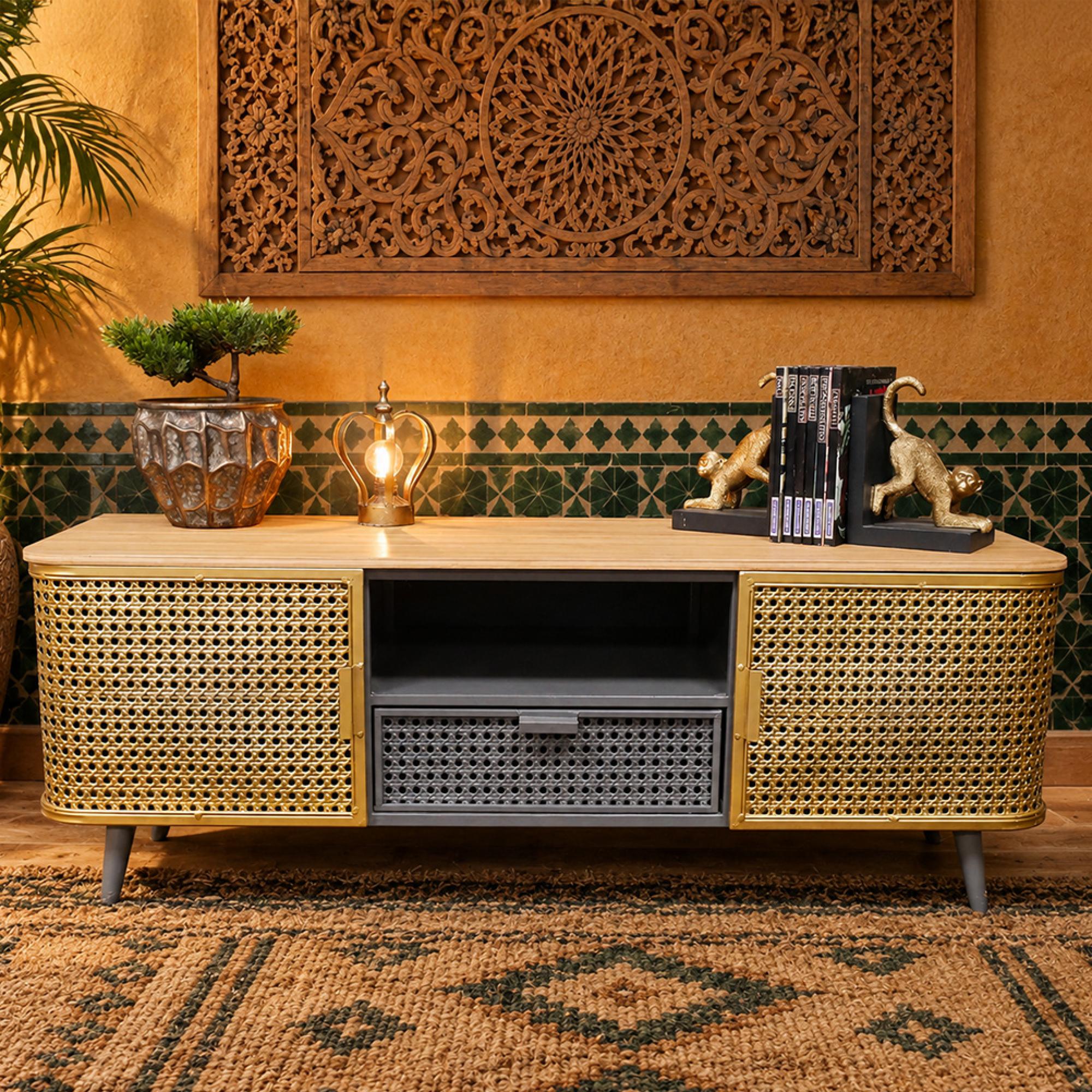 TV Unit - Wood and Metal - Storage
