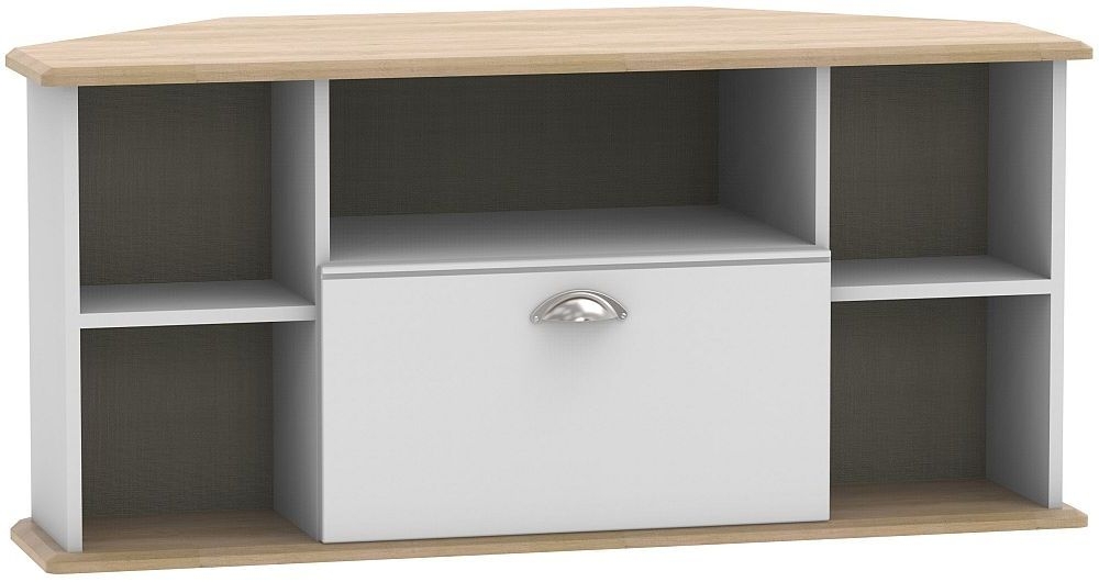 Victoria TV Unit - 115cm - Corner - Grey and Riviera Oak