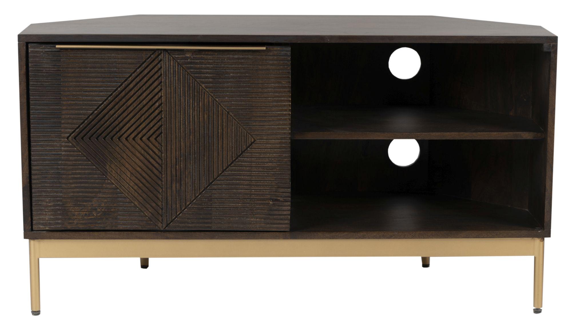 Zaine Corner TV Unit - 104cm - Walnut
