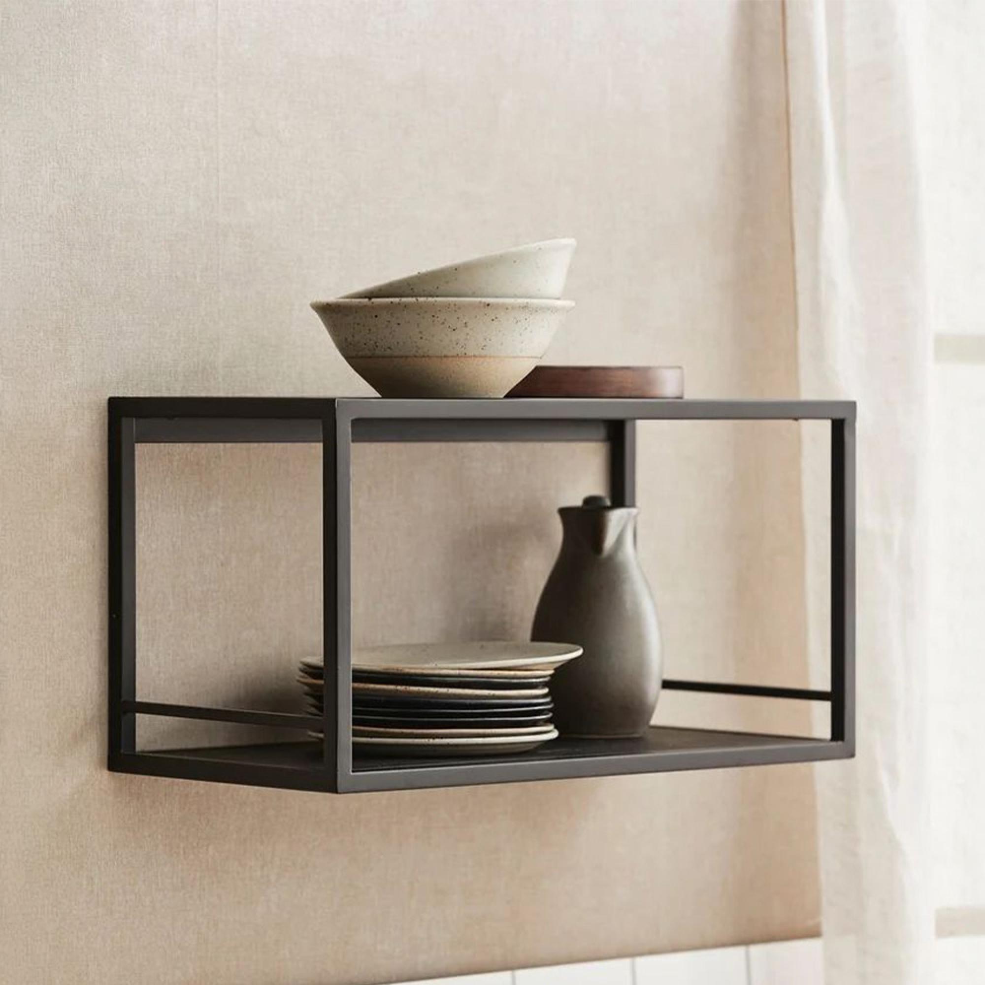 Flint Wall Shelf - Black - Pine Wood