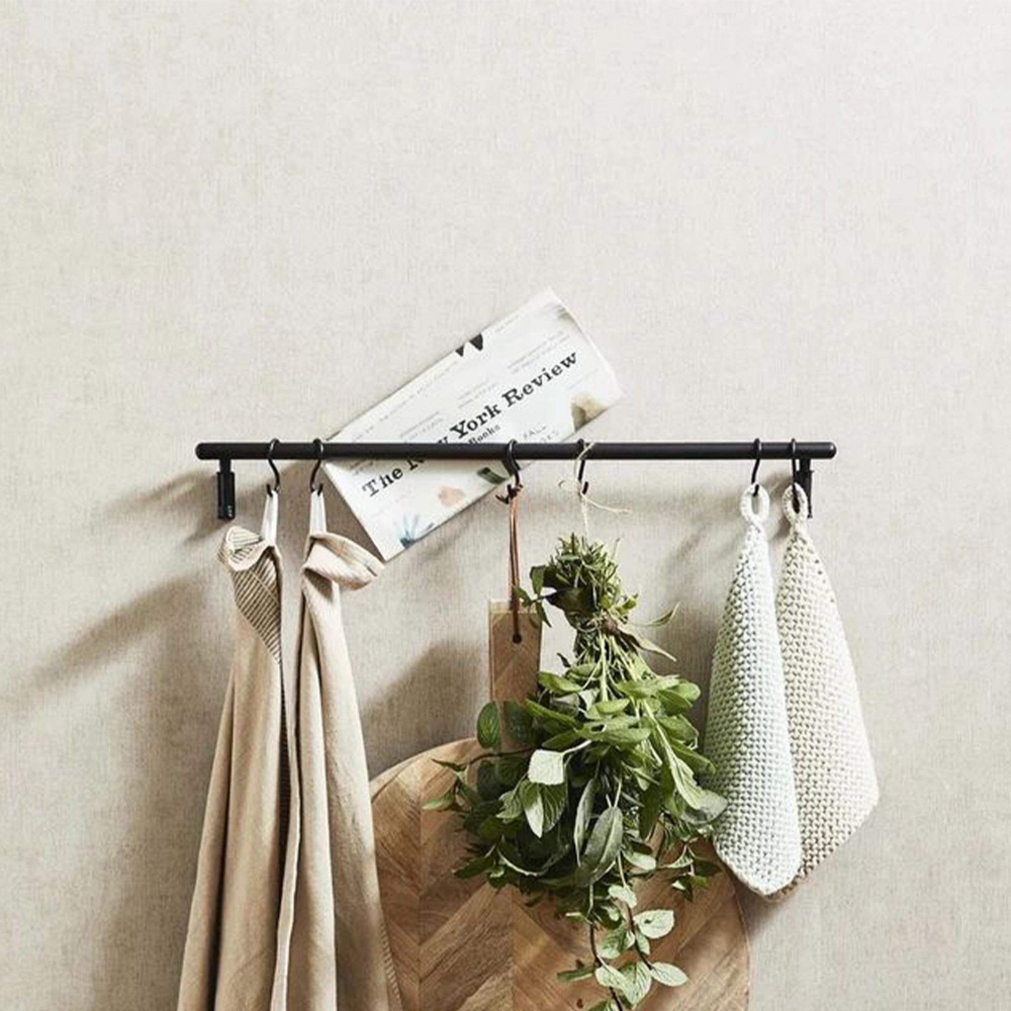 Malo Wall Shelf - 6 Hooks - Matte Black