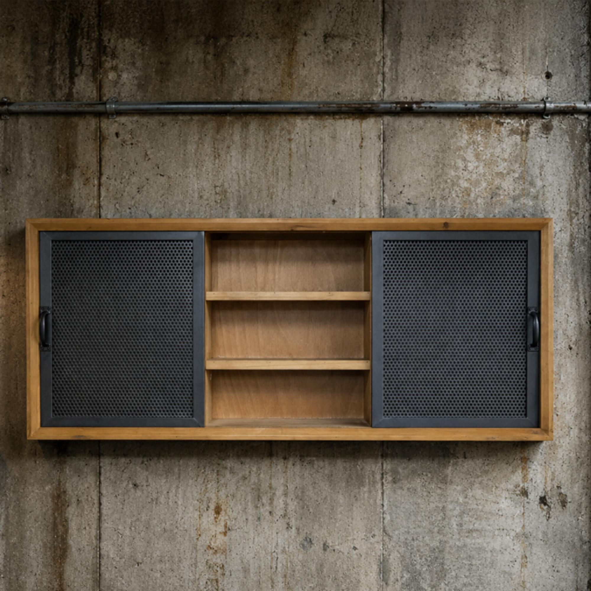 Wall Unit - 2 Door - Fir Wood and Metal