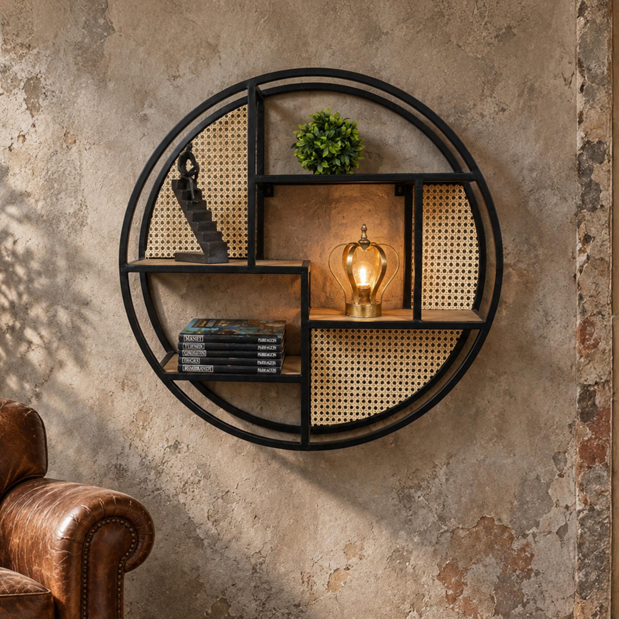Black Metal Round Wall Unit