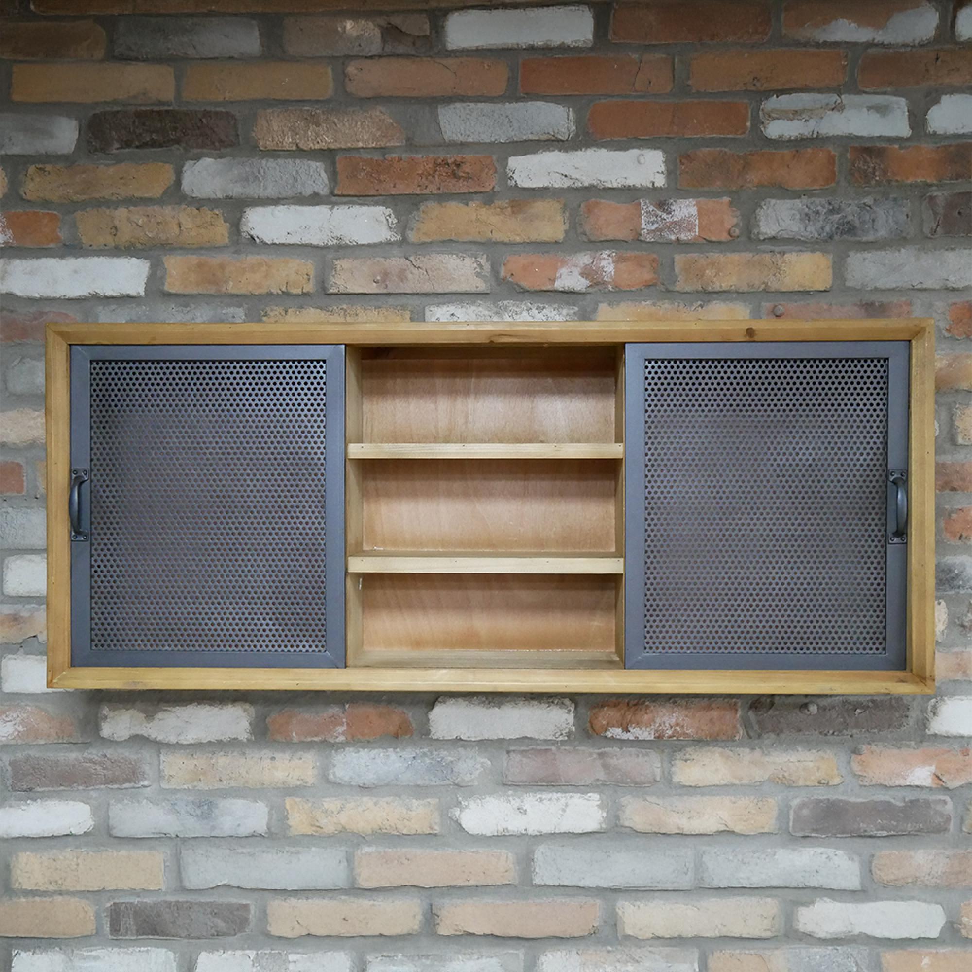 Wall Unit - 2 Door - Fir Wood and Metal