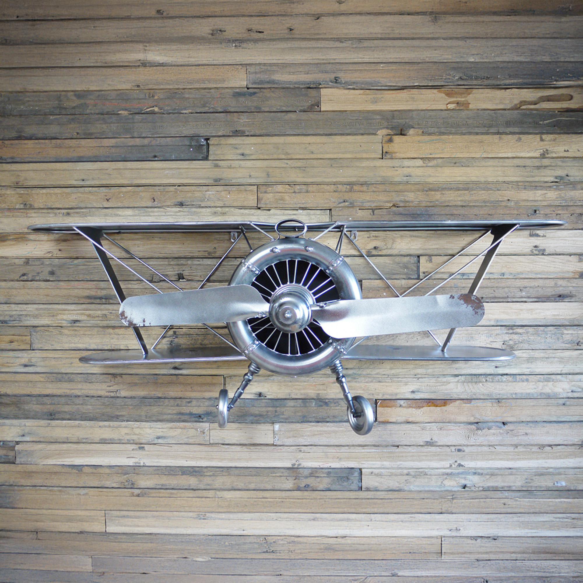 Wall Decoration - Grey - Aeroplane - Metal