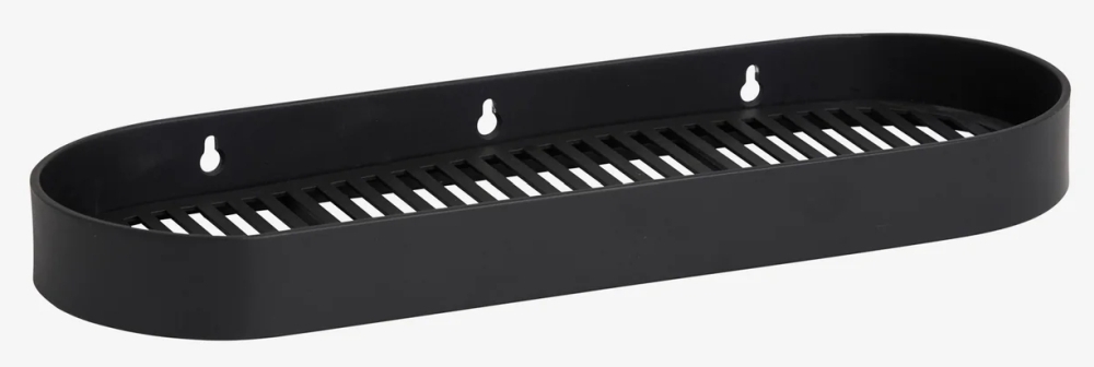 Sotra Wall Shelf - Black - Stainless Steel - Grooves