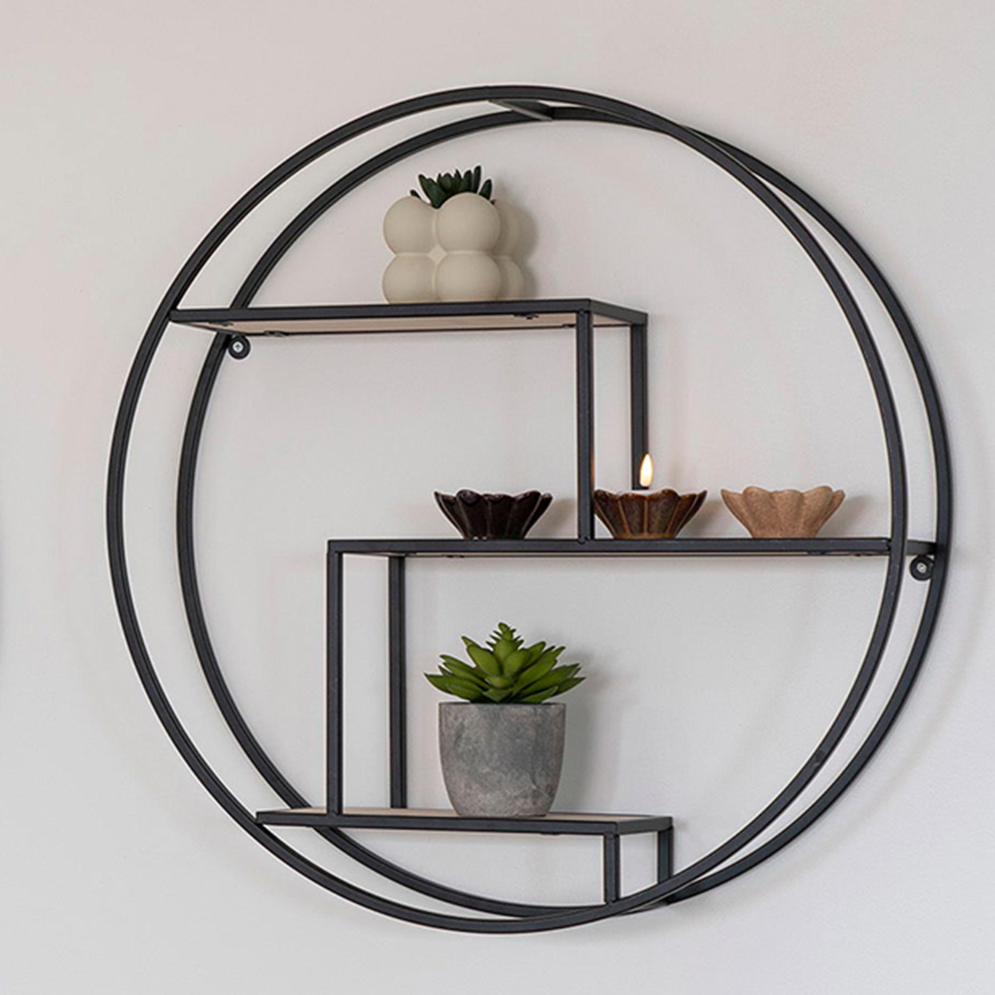 Rotterdam Wall Shelf - Round - Black Metal