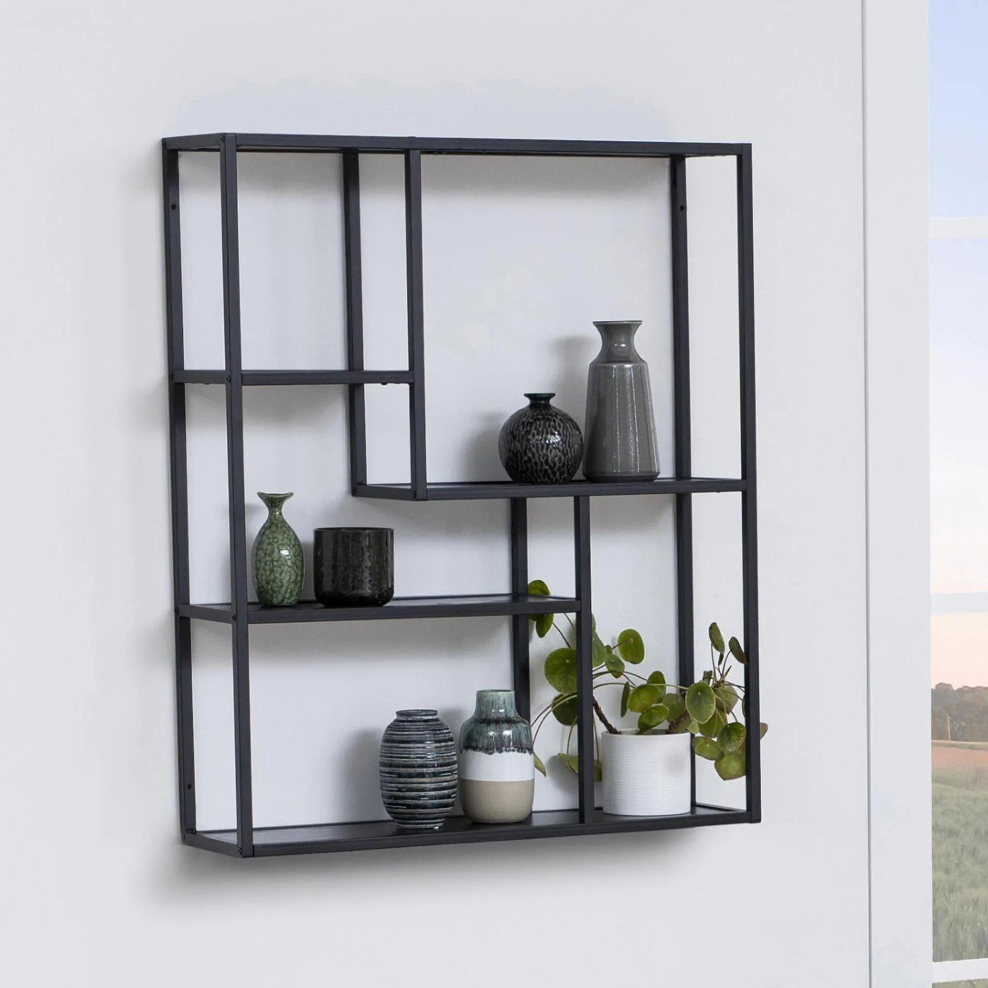 Seaford Wall Rack - Oak and Black Metal