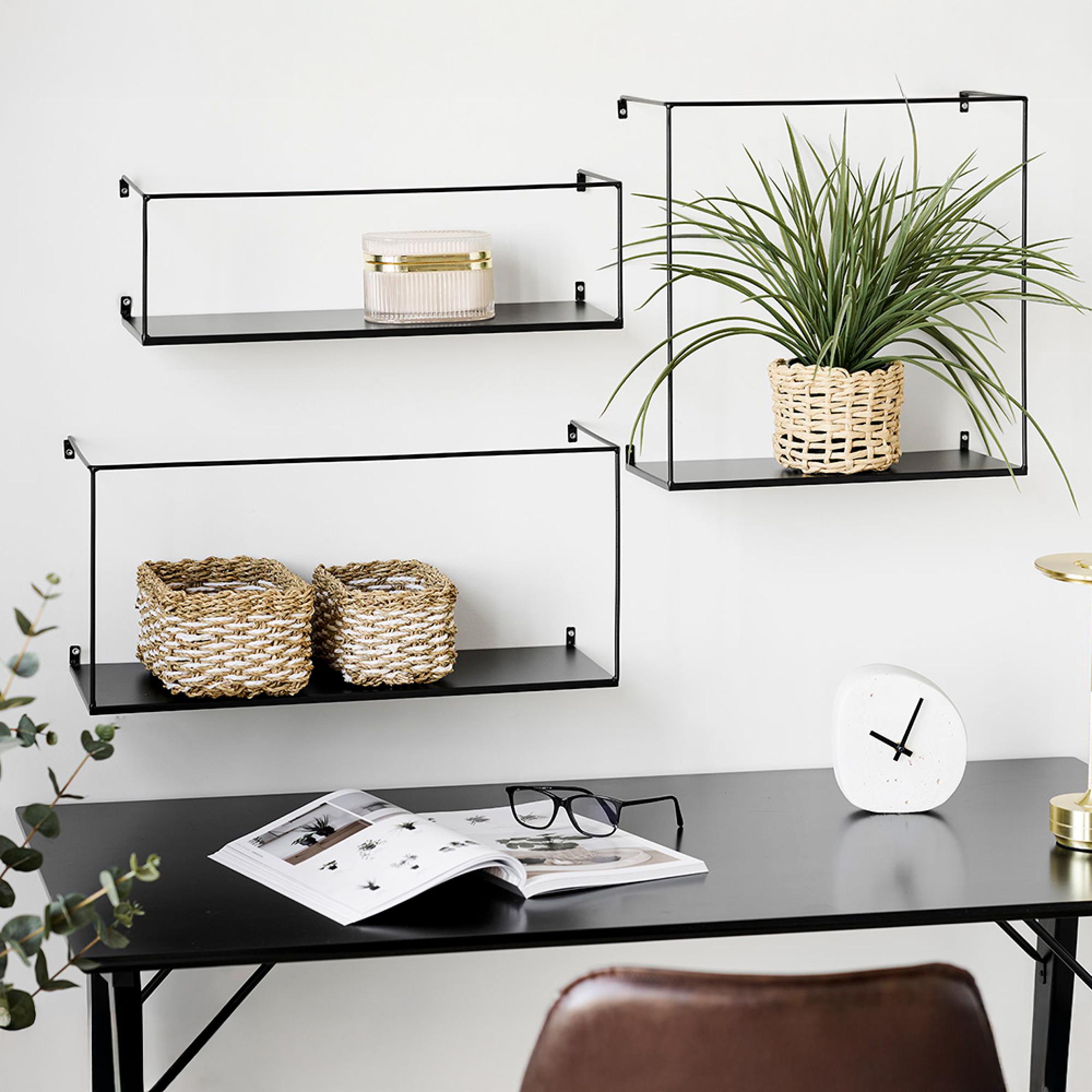 Ulmo Wall Shelf - Set of 3 - Black Metal