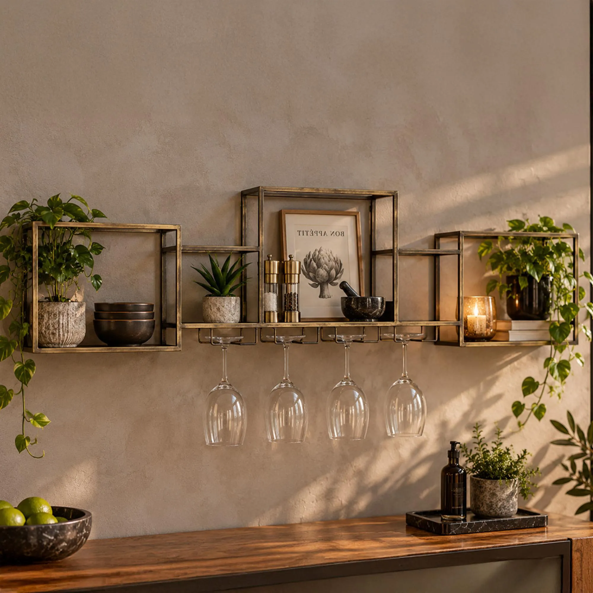 Wall Rack - Metal and Glass