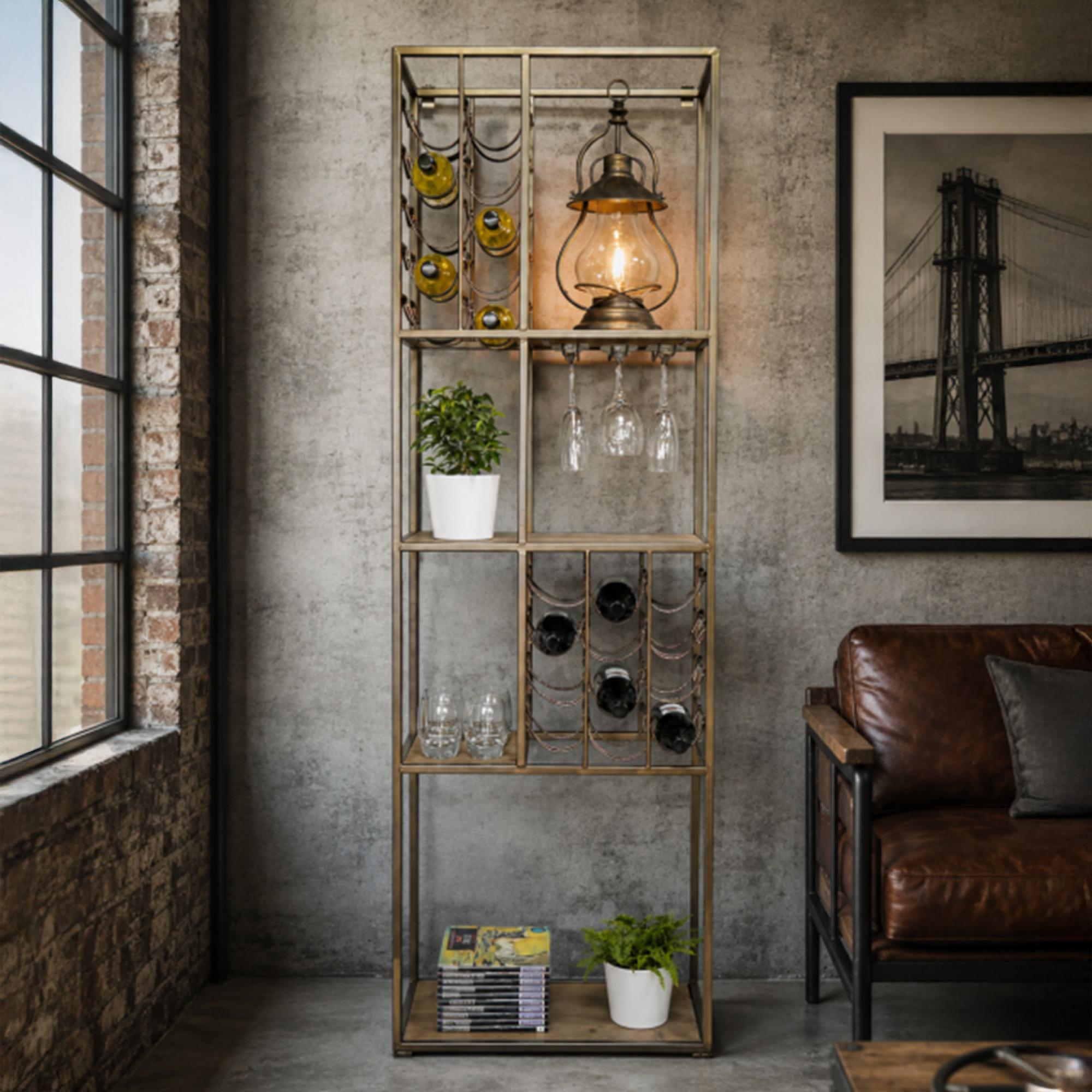 Shelving Unit - Industrial Metal - with Wine Rack