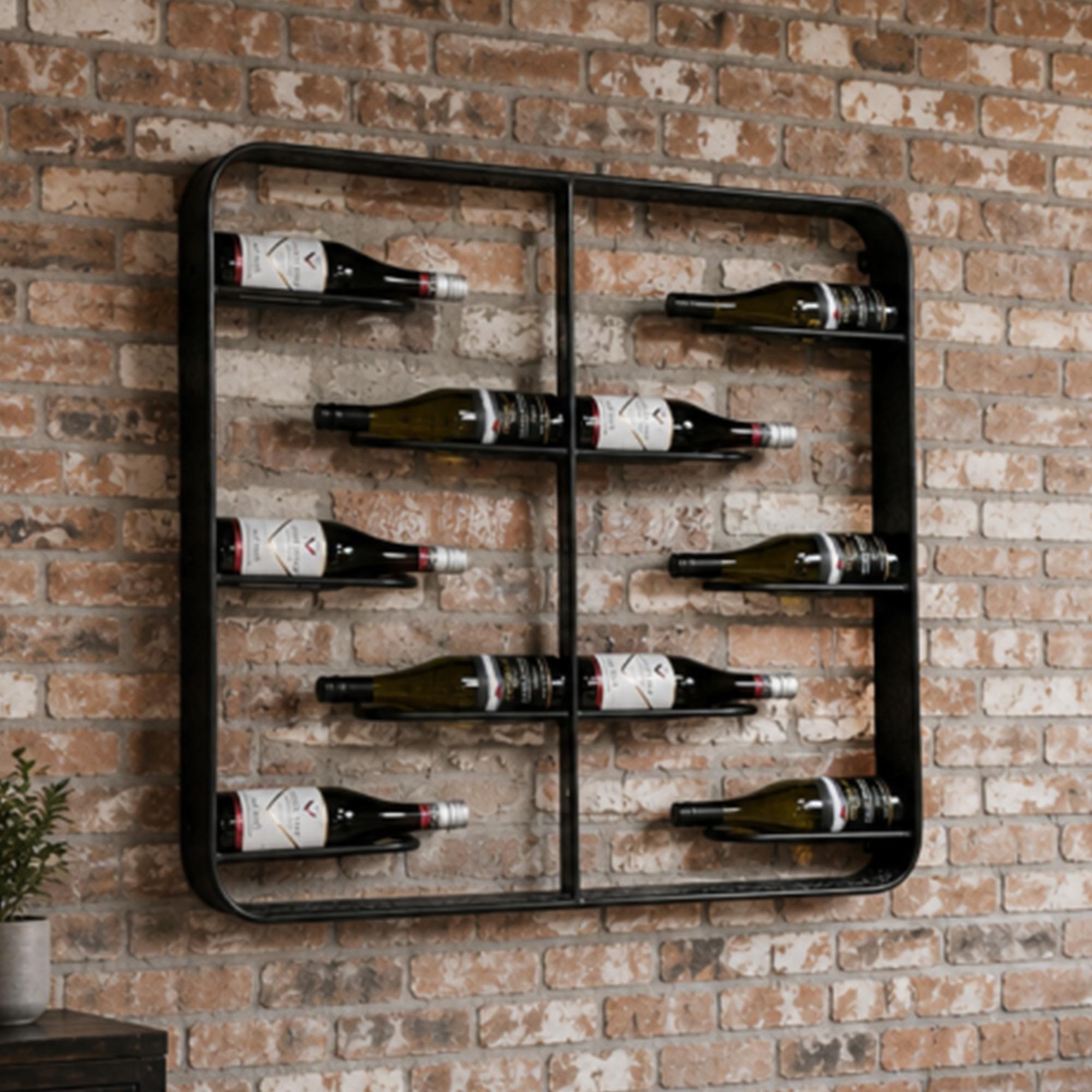 Wine Holder - Black Metal - 10 Wine Bottles - Small
