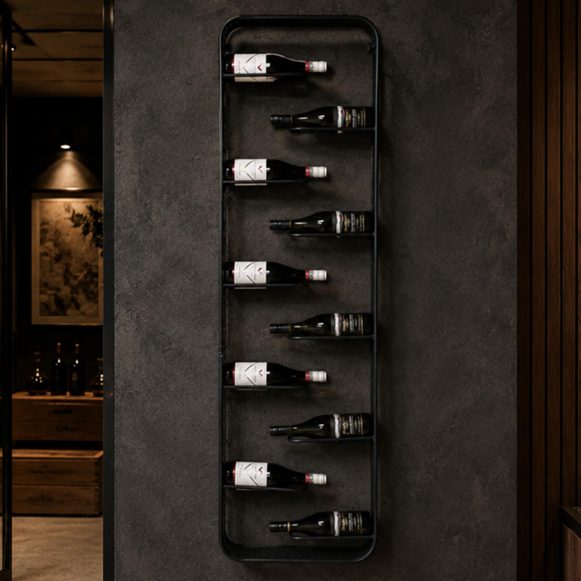 Wine Holder - Black Metal - 10 Wine Bottles