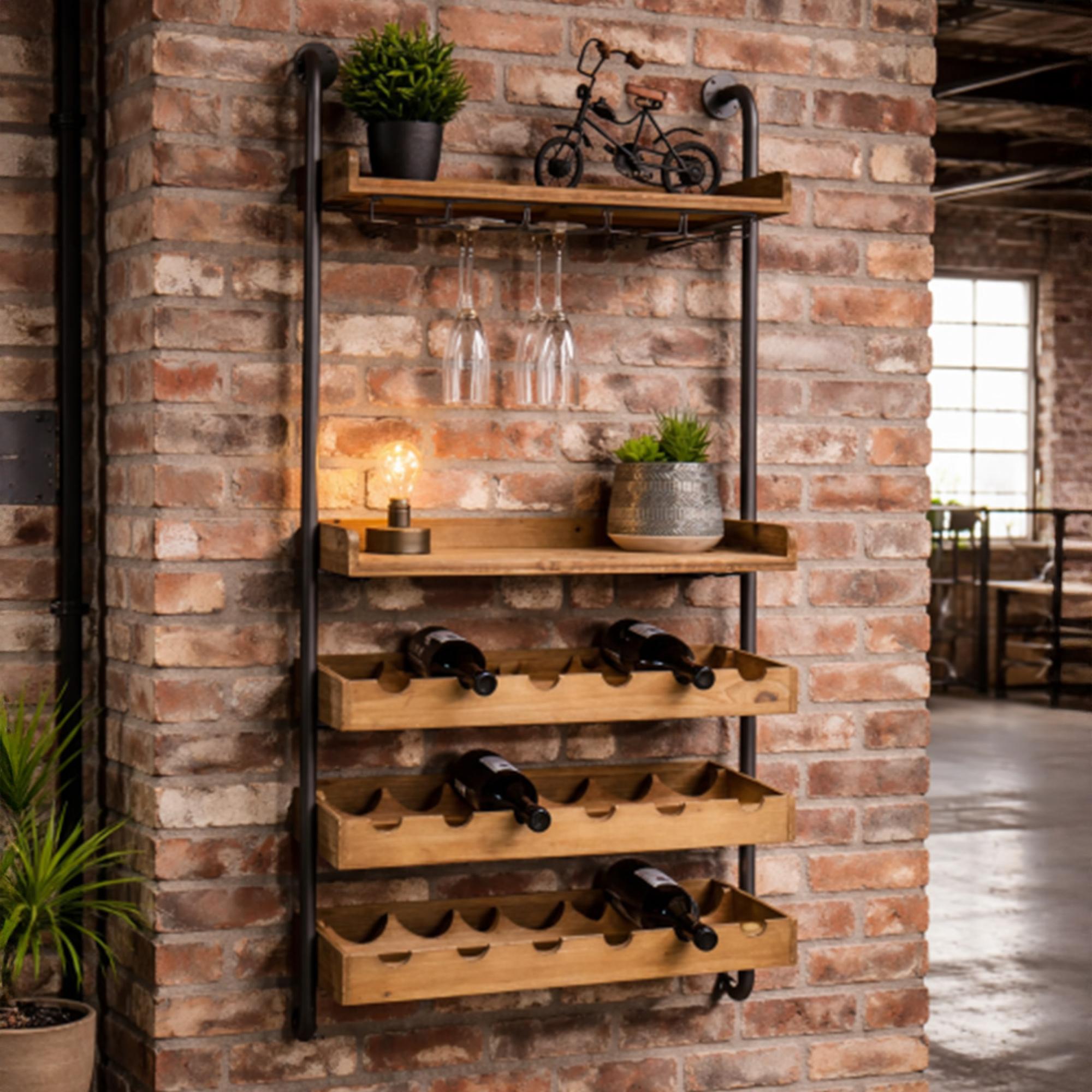Wine Rack - Fir Wood and Metal