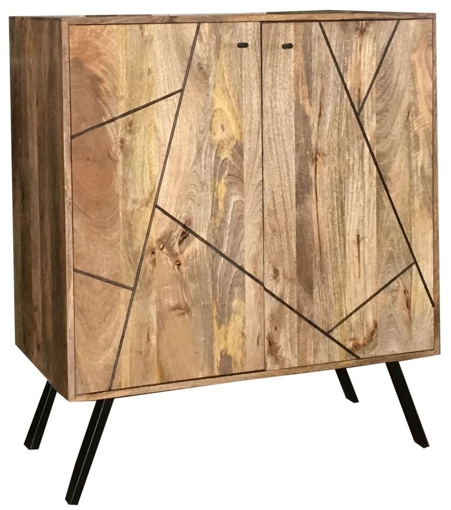 Amar Wine Rack - Geometric Pattern - Mango Wood