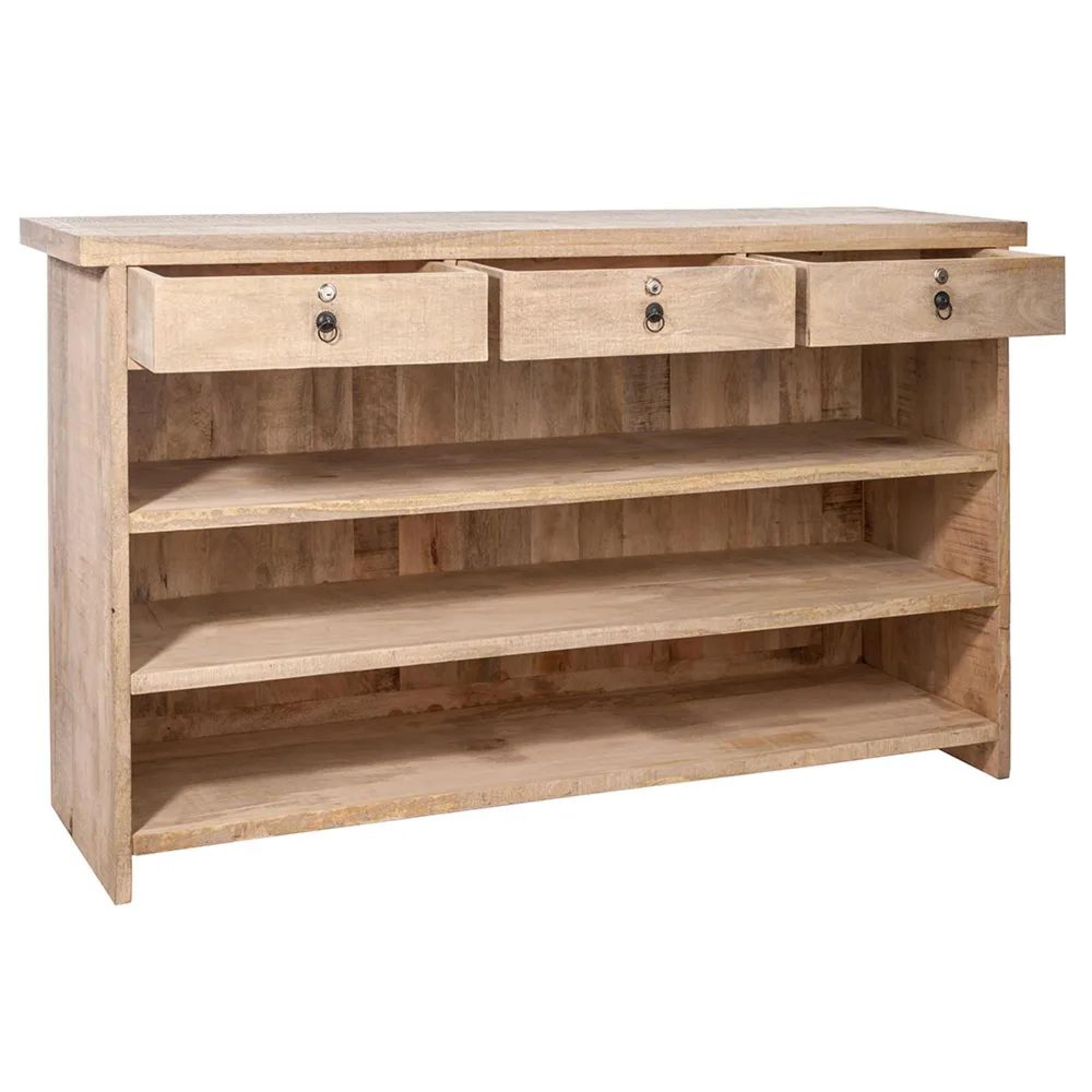 Bar Cabinet - 3 Drawer - Natural Wood