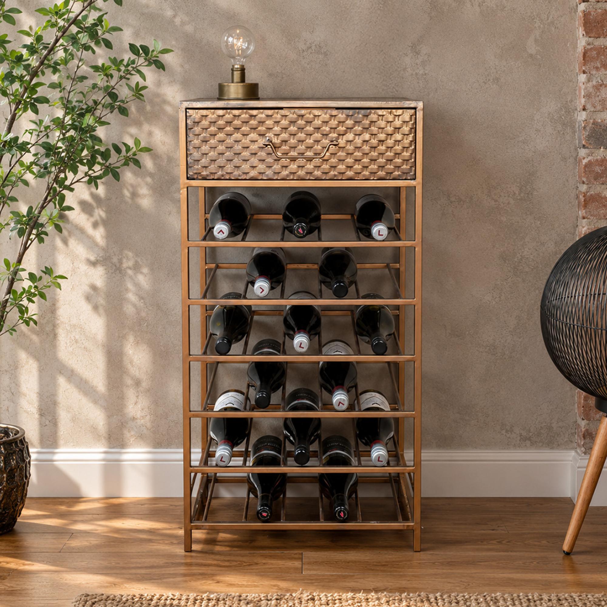 Copper Metal 1 Drawer Bar Cabinet