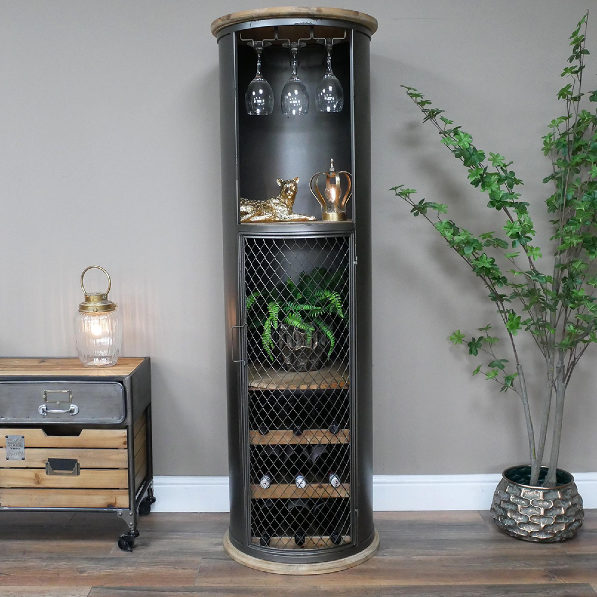 Bar Cabinet - Black Metal - 1 Door - Curved