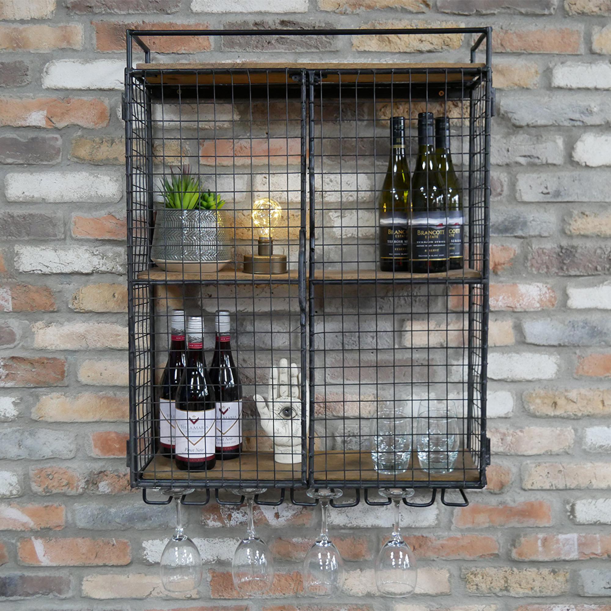 Wine Wall Unit - Black - Metal