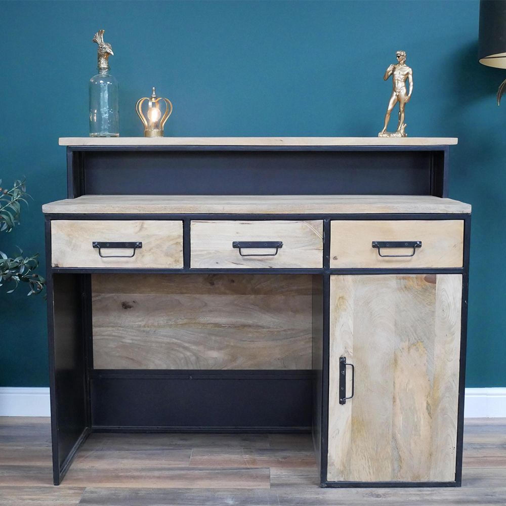 Bar Counter - Mango Wood - 1 Door - 3 Drawer